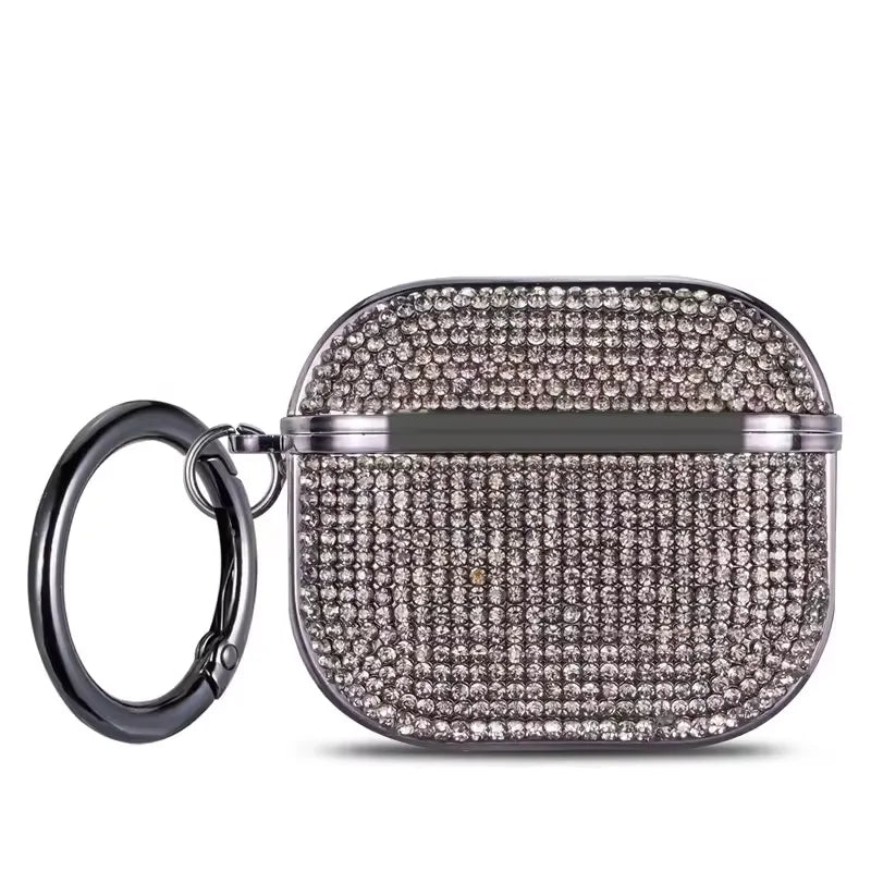 Plated Sparkling Diamond Bluetooth Headphone Case for Apple AirPods 1 3 4th Gen Pro2 Keychain Shockproof Earphone Cover
